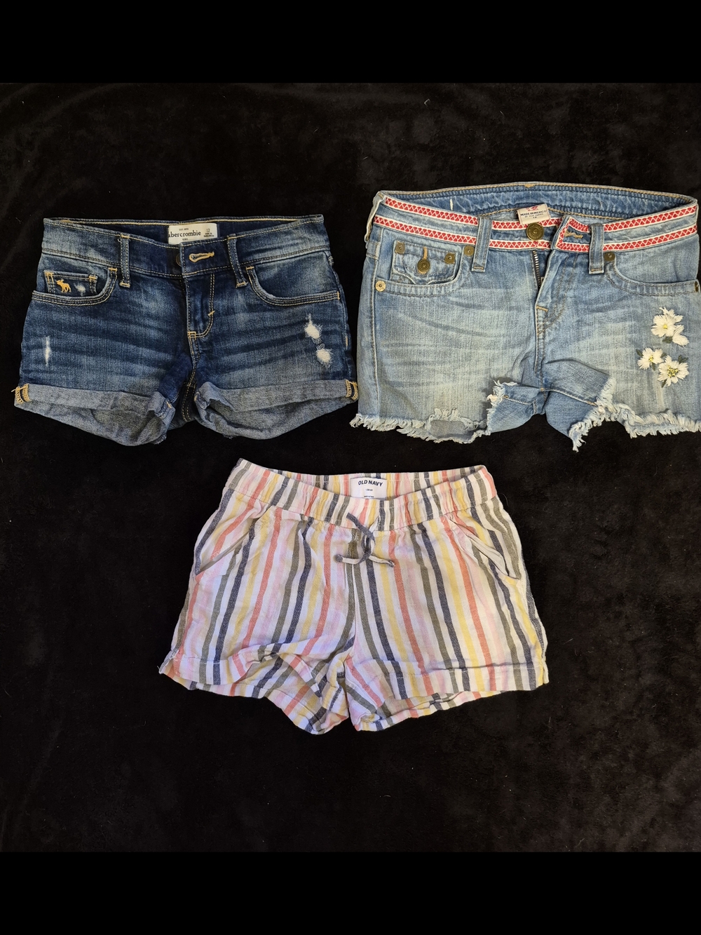 Girl's Shorts Lot Of 3- Abercrombie Kids, True Religion, Old Navy 10/12